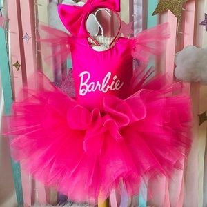 Barbie tutu only had on for 30 minutes to take pictures matching bow headband